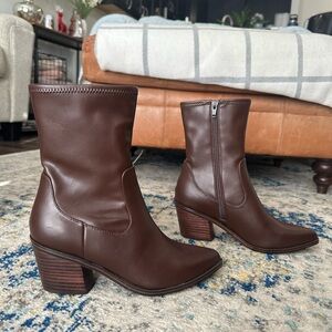 Brown Leather Heeled Boots